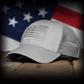 Load image into Gallery viewer, Tonal Light Gray American Flag Hat
