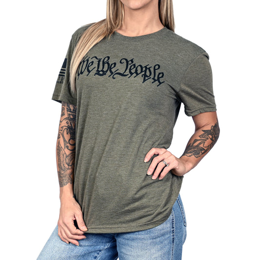 Women's We The People Boyfriend Fit Military Green Patriotic Tshirt
