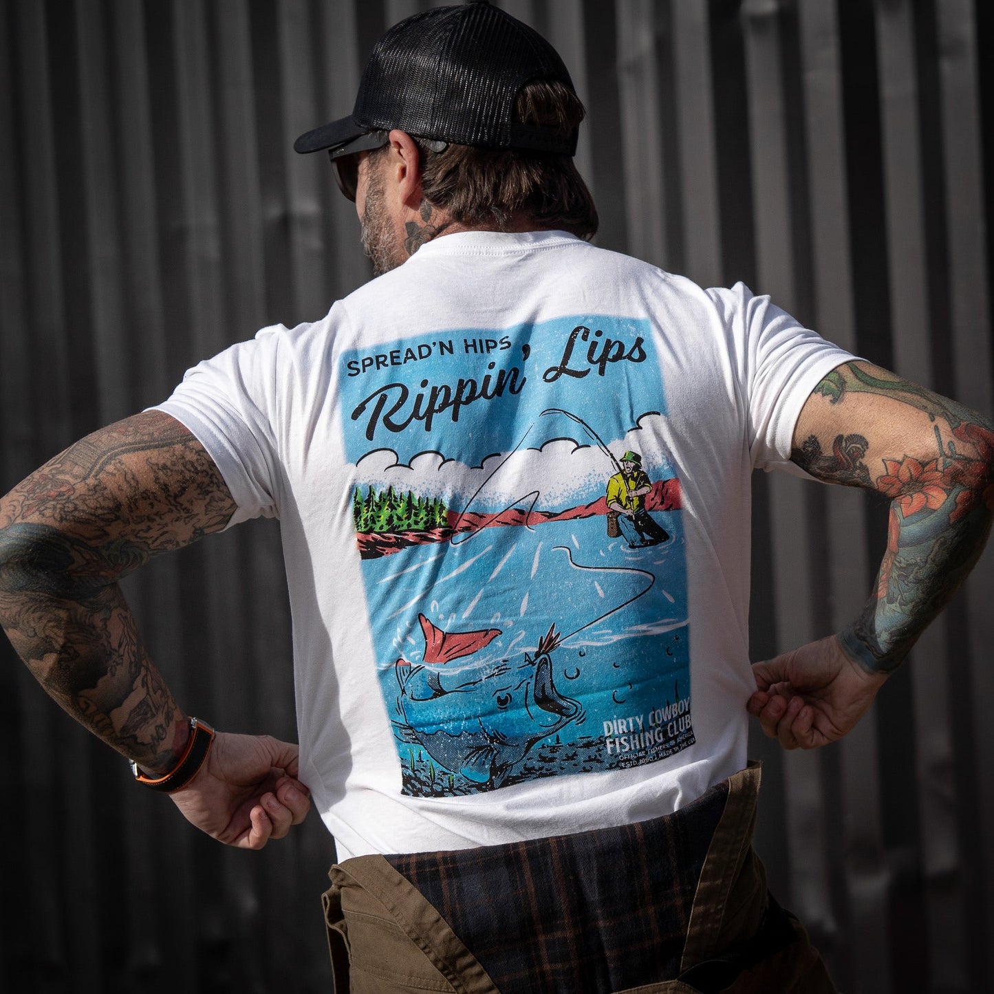 Spreadin' Hips & Rippin' Lips Fishing Club Men's T-Shirt