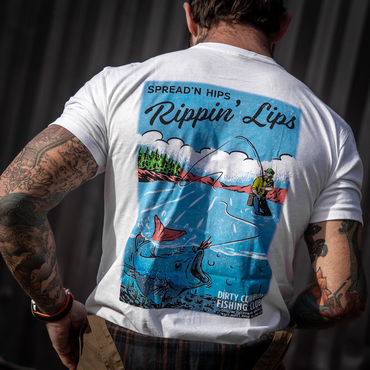 Spreadin' Hips & Rippin' Lips Fishing Club Men's T-Shirt
