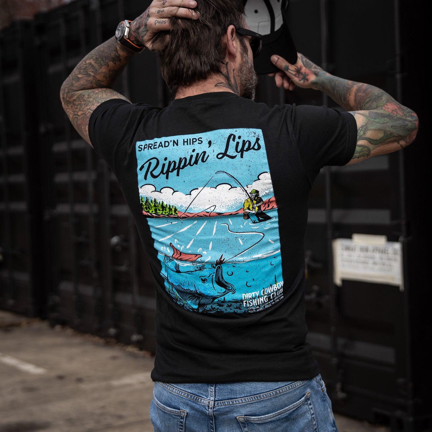 Spreadin' Hips & Rippin' Lips Fishing Club Men's T-Shirt