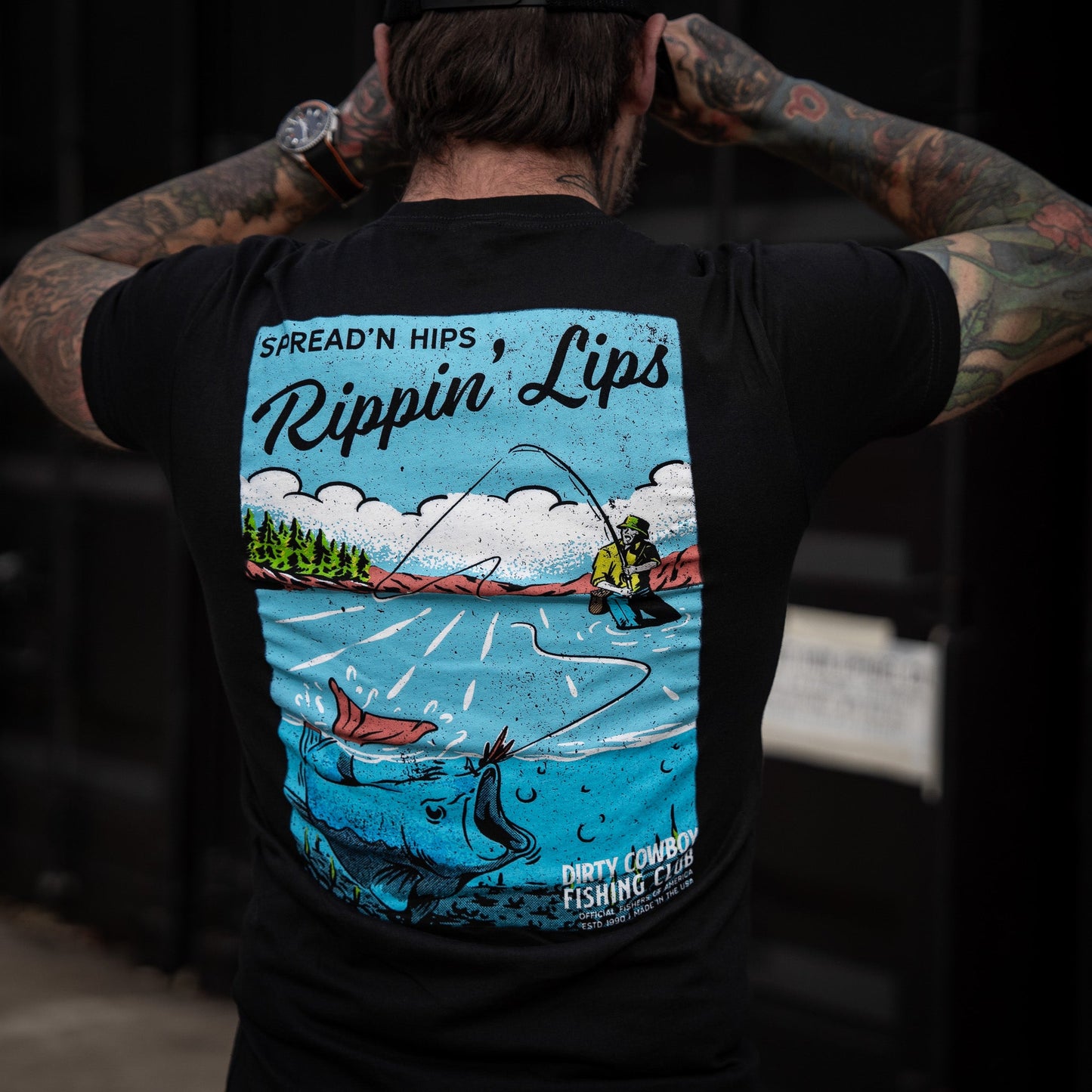 Spreadin' Hips & Rippin' Lips Fishing Club Men's T-Shirt