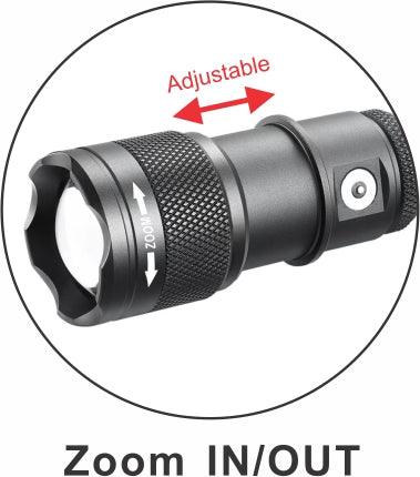 FlexBeam 1200LM Thread-Zoom Hunting Flashlight | 700M Range | Stable on Guns & Bikes