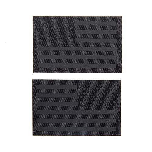 (PAIR of TWO) Reflective 3D US Flag Patch with Hook and Loop