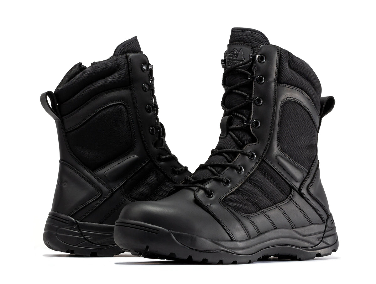 Botas Pro Black Men's 8 inch Side Zipper Rubber Sole Tactical Boots BMP110BK