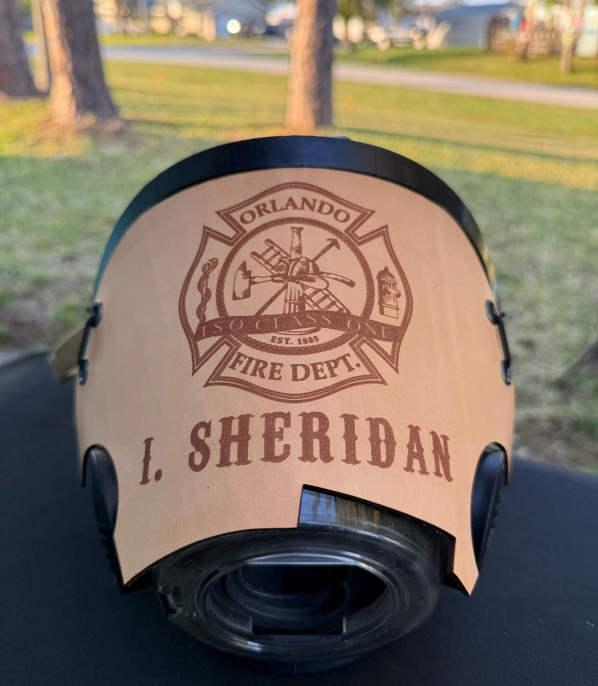 Firefighter SCBA Scott AV-3000 Leather Mask Cover Protector with HUD Cutout