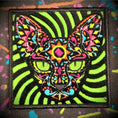 Load image into Gallery viewer, Blacklight Cat Velvet Patch - Amp Up Your Wardrobe with an Trippy, Eye-Catching Fluorescent Thread Magic
