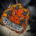 Load image into Gallery viewer, Damien Horn - Fuzzy Emotional Support Demon - 4" Embroidered Patch
