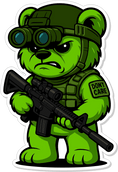 Load image into Gallery viewer, Night-Ops Bear - IDFC BEARS - 3.75" Sticker - Green
