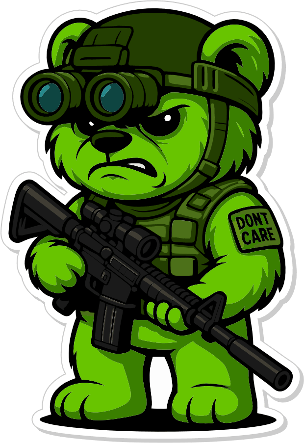 Night-Ops Bear - IDFC BEARS - 3.75" Sticker - Green