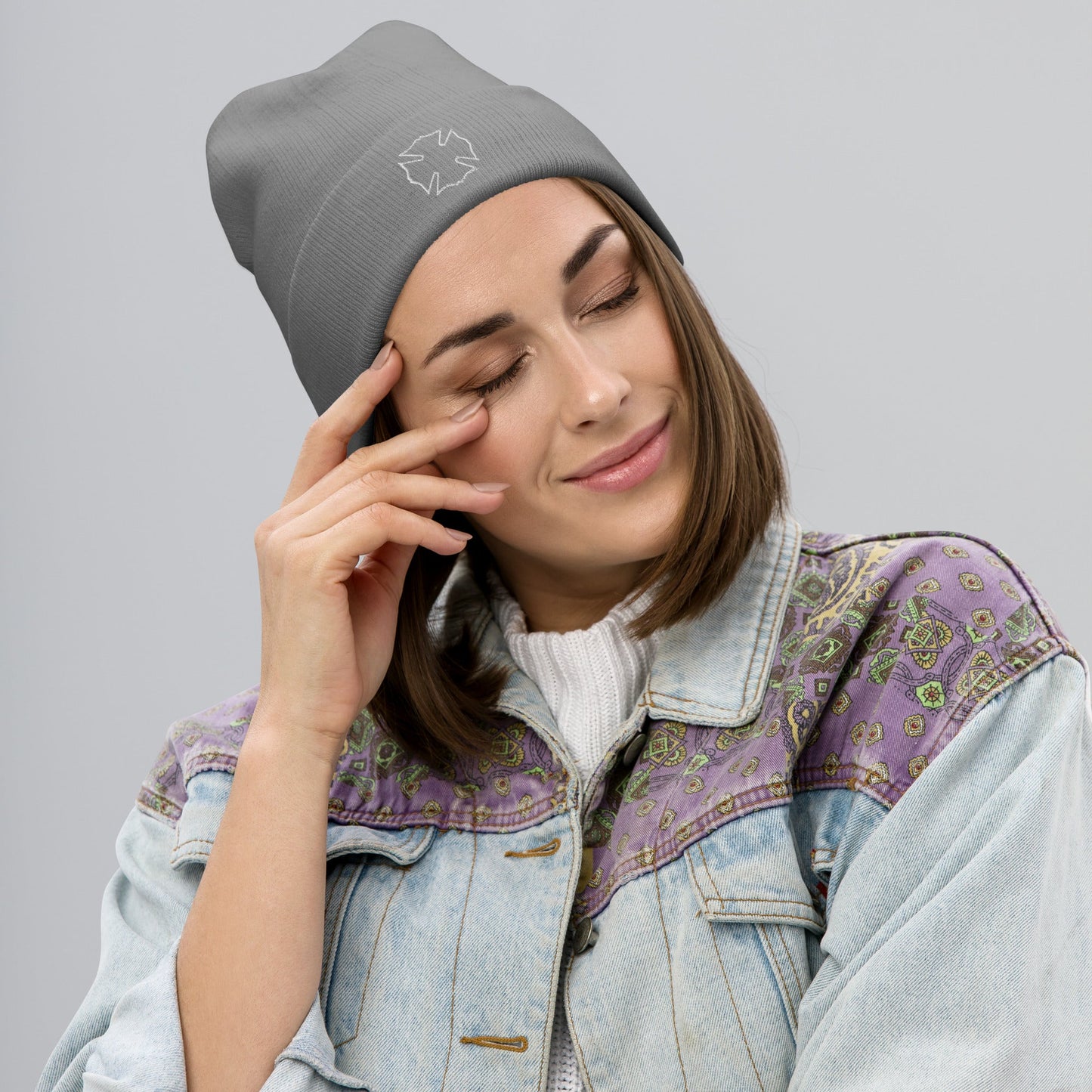 Maltese Cross Embroidered Beanie