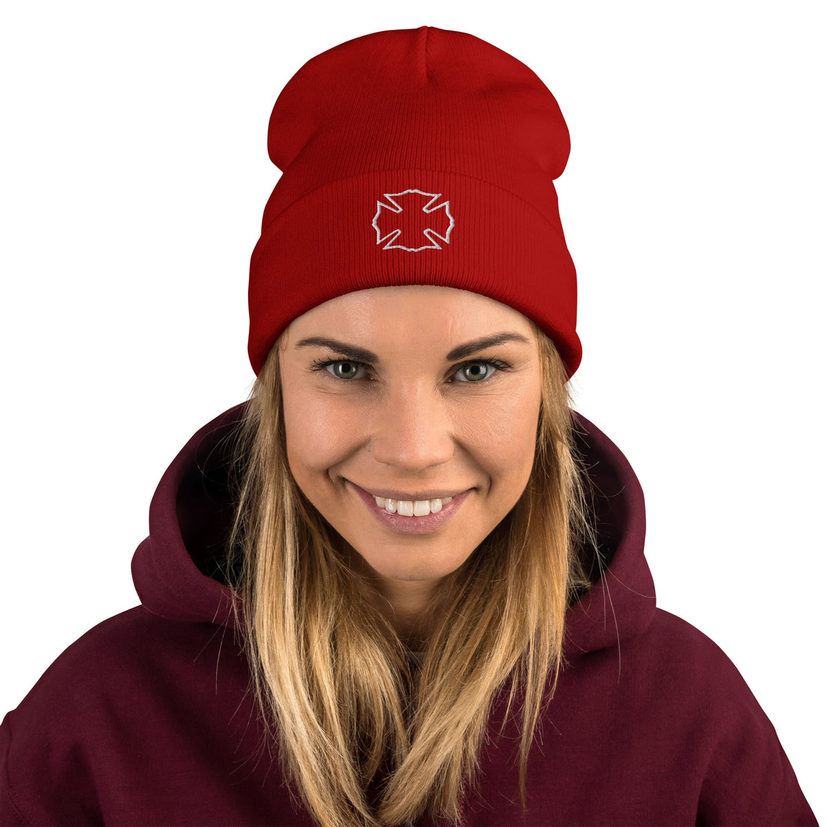 Maltese Cross Embroidered Beanie