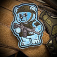 Load image into Gallery viewer, Zero Fucks Bear - IDFC BEARS - 4" Fuzzy Embroidered Patch - Blue
