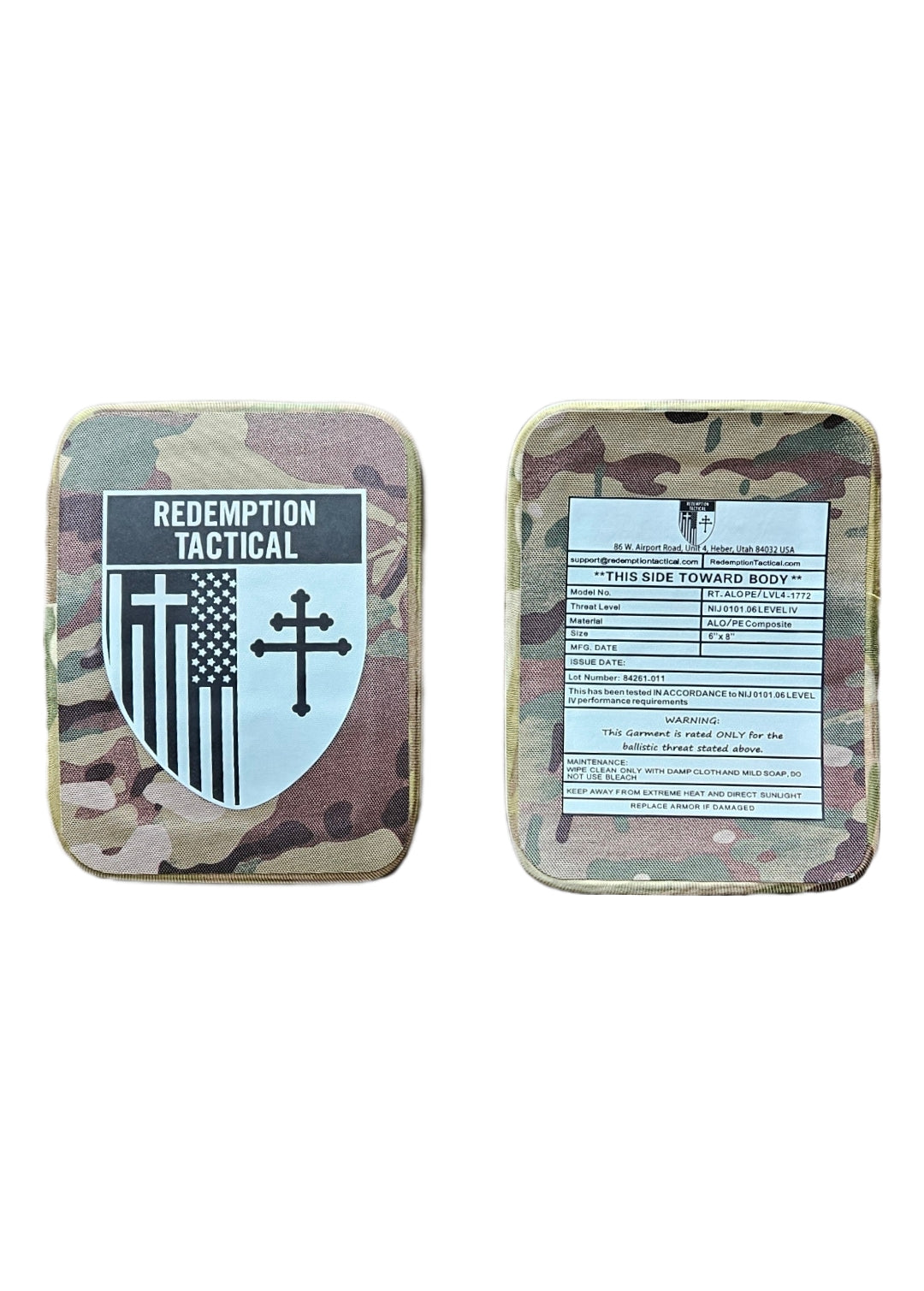 (PAIR) Level IV 6x8" Ceramic Side Plates (Lightweight Alumina PE Material)